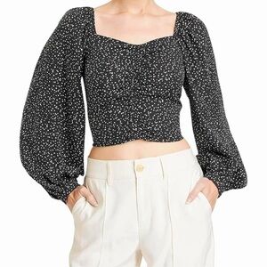 A New Day Black and White Polka Dot Women's Top- Size L